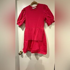 English Factory Pink Puff Sleeve Mini Dress
